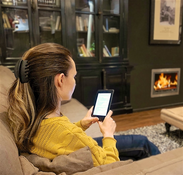 eBookReader Amazon Kindle 10 fireplace ild hyggeligt pejs læsning